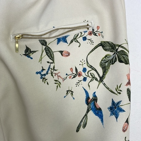 H&M off white floral birds side print elastic waist pants - Picture 7 of 10